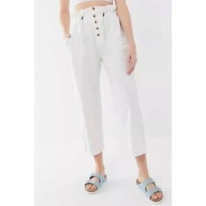 Urban Outfitters Ivory/Off White Terra High Waisted Paperbag Pants